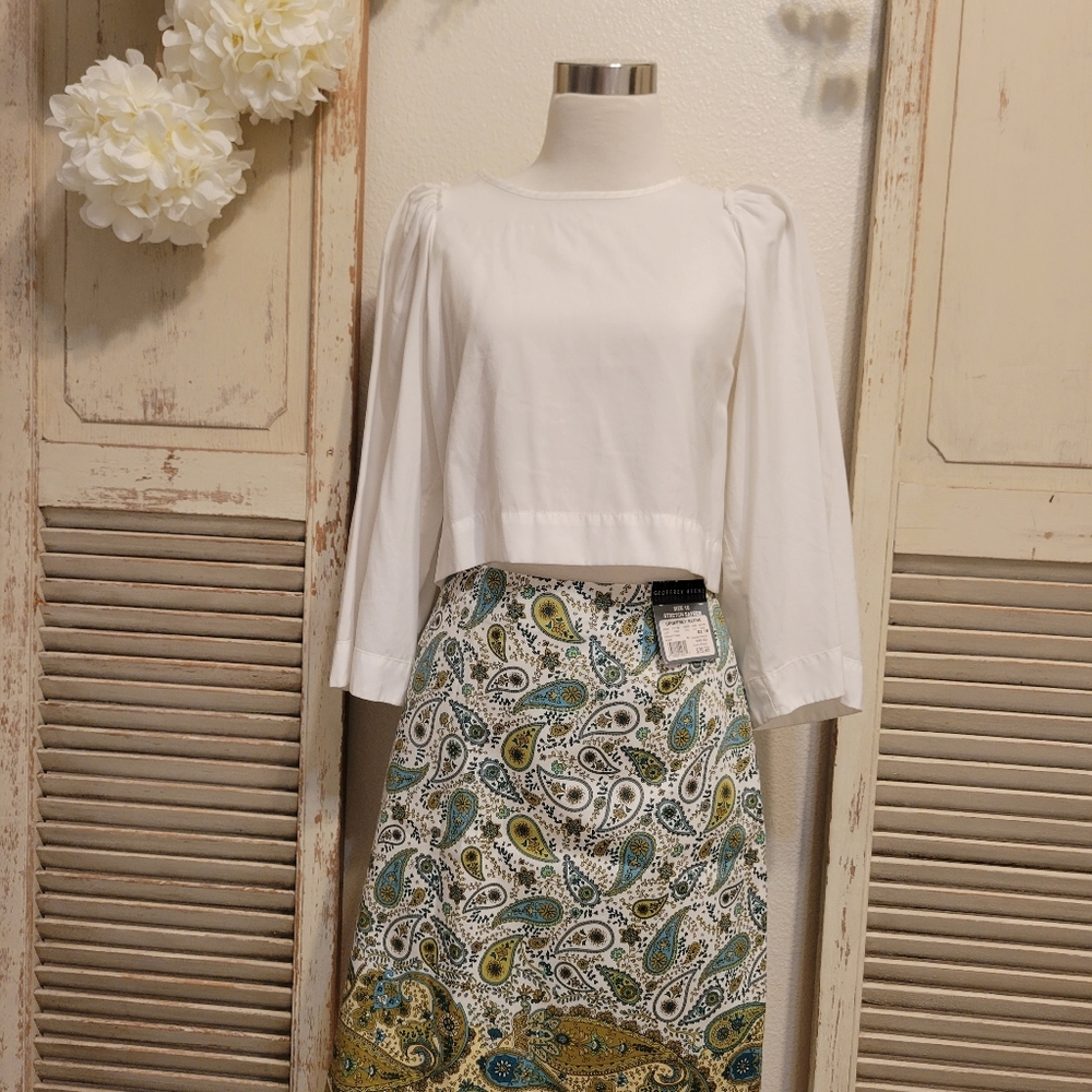 Zara Basic white crop top with flowy bell sleeves
